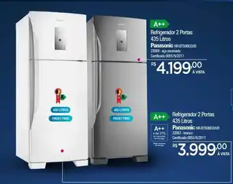 Refrigerador 2 portas 435 litros panasonic