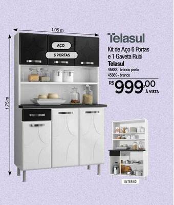 Zenir Kit de aço 6 portas e 1 gaveta rubi telasul oferta