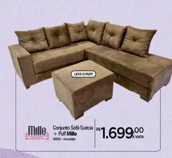 Zenir Conjunto sofá suécia + puff mille oferta