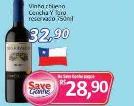 Supermercados Savegnago Vinho chileno concha y toro reservado oferta