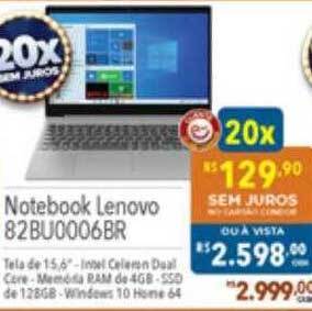 Supermercados Condor Notebook lenovo 82bu0006br oferta