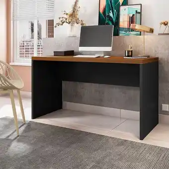 Mesa studio 130cm  nogueira caiena/preto - caemmun