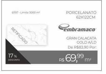 ABC da Construção Porcelanato 62x122cm embramaco oferta