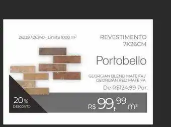 ABC da Construção Revestimento 7x26cm portobello 20% desconto oferta
