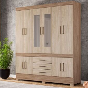 Guarda-roupa casal 10 portas 3 gavetas new murano demóbile roupeiro