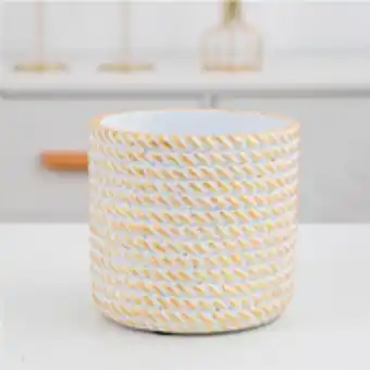 Ferreira Costa Cachepot de cimento 14,5cm dourado - bianchini vasos  oferta