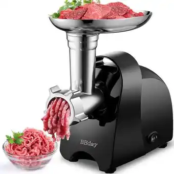 Bbday moedor de carne eletrico profissional 3 laminas para moagem aco inoxidavel 1000w110v preto