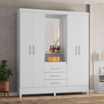 Gazin Guarda-roupa solteiro 4 portas 3 gavetas capelinha pérsia demóbile oferta