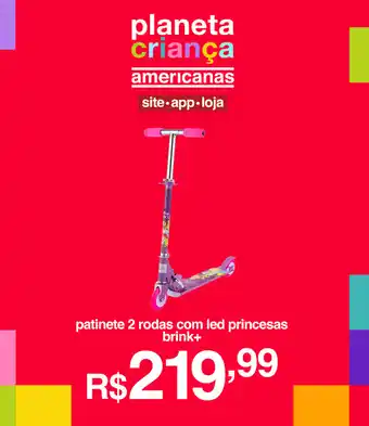 Patinete 2 Rodas com led Princesas brink