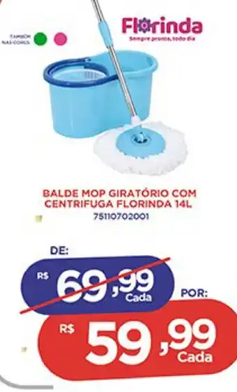 Balde Mop Giratorio com Centrifuga Florinda 14L
