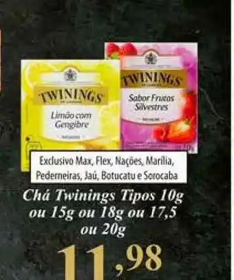 Chá Twinings Tipos 10g ou 15g ou 18g ou 17.5g ou 20g
