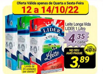 Amarelinha supermercados Leite Longa Vida Lider 1L oferta