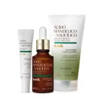 Combo botik ácido mandélico + salicílico: sérum 30ml + gel secativo 15g + gel de limpeza 150g