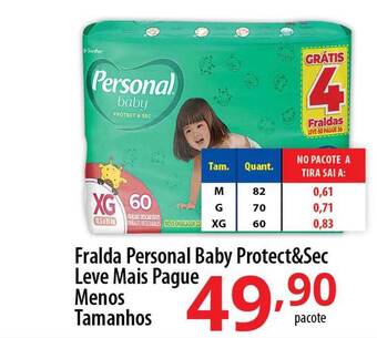 Fralda personal baby protect&sec tamanhos