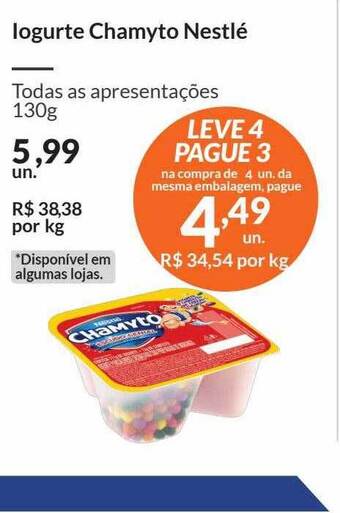 Zaffari Iogurte chamyto nestlé leve 4 pague 3 oferta
