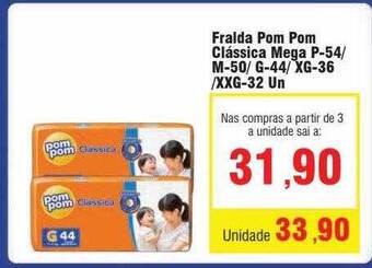 Spani Atacadista Fralda pom pom classica mega oferta