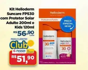 Kit helioderm suncare fps30 com protetor solar adulto e kids