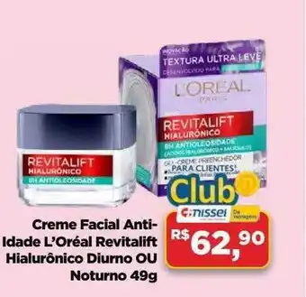 Creme facial anti-idade l'oréal revitalift hialurônico diurno ou noturno