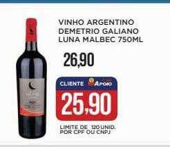 Apoio Mineiro Vinho argentino demetrio galiano luna malbec oferta