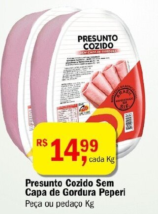 Ultrabox Presunto cozido sem capa de gordura Peperi 1kg oferta