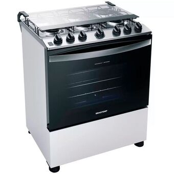 Gazin Fogão brastemp 6 bocas bfs6ncb automático mesa de inox forno 96l oferta