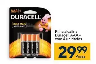 Pilha Alcalina Duracell AAA com 4 unidades