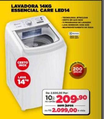 Lavadora 14kg essencial care led14