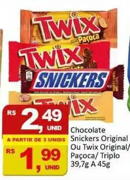 Rede Krill Chocolate Snickers Original Ou Twix Original Paçoca Triplo oferta