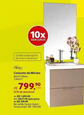 Quero Quero Conjunto De Móveis Bosi 60cm Pietra 136451 oferta
