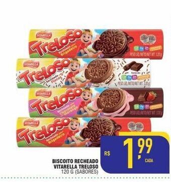 Mercantil Rodrigues Biscoito recheado vitarella treloso 120 g (sabores) oferta
