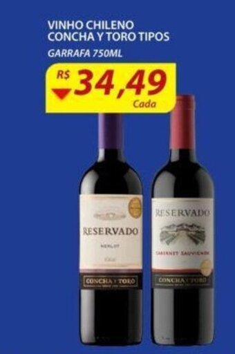 Assaí Atacadista Vinho Chileno Concha Y Toro tipos 750ml oferta