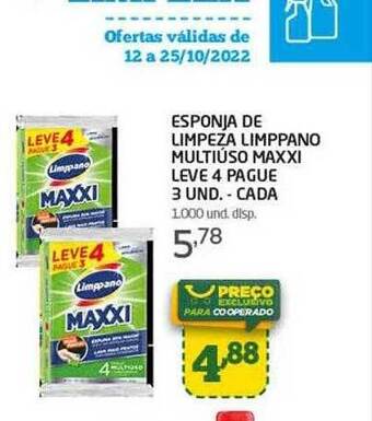 Cooper Esponja de limpeza limppano multiuso maxxi leve 4 pague 3 oferta