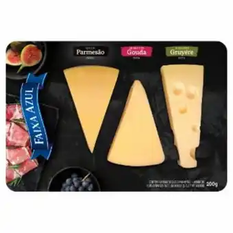 Trio queijos faixa azul gruyere/gouda/parmesao 200g
