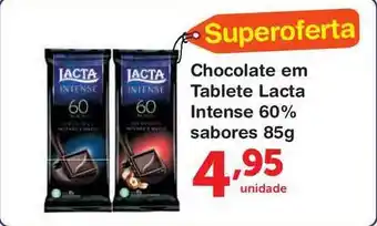 Roldão Chocolate Em Tablete Lacta Intense 60% 85g oferta