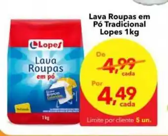 Lopes Supermercados Lava Roupas Em Pó Tradicional Lopes 1kg oferta