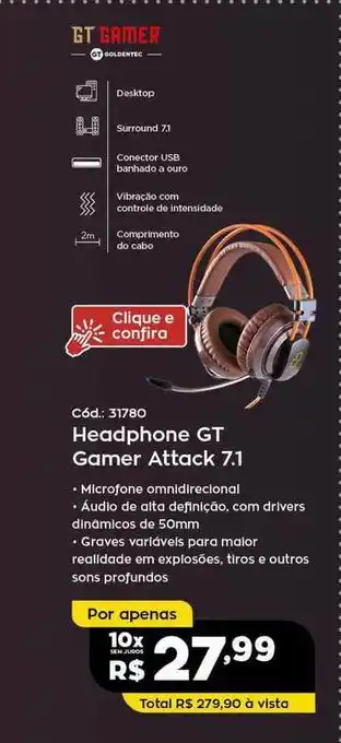 Ibyte Headphone Gt Gamer Attck 7.1 oferta