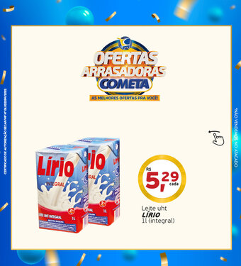 Cometa Supermercados Leite Uht Lirio 1L oferta