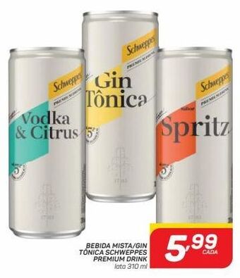 Bebida mista / gin tônica schweppes 310ml