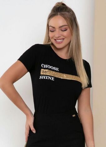 Posthaus Quintess - blusa preta com paetês oferta