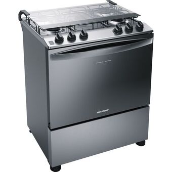 Gazin Fogão brastemp 5 bocas automático mesa de inox forno 96l oferta