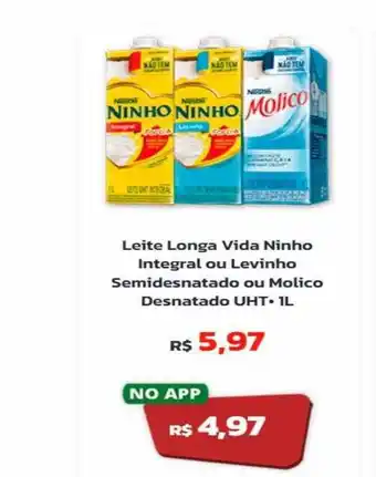 Rede Supermarket Leite longa vida ninho integral ou levinho semidesnatado ou molico desnatado uht oferta