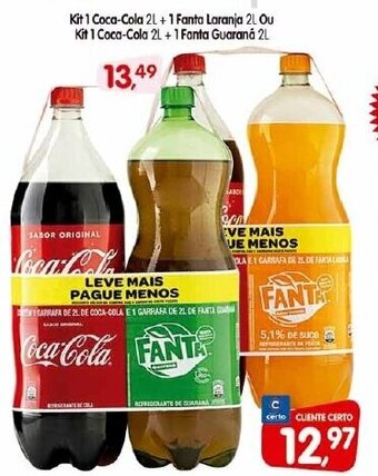 Cercadão Kit 1 Coca Cola 2L + 1 Fanta Laranja 2L ou Kit 1 Coca Cola 2L + 1 Fanta Guarana 2L oferta
