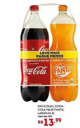 Bistek Supermercados Pack dual coca-cola mais fanta laranja oferta