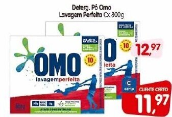Cercadão Deterg. po Omo Lavagem Perfeita cx 800g oferta