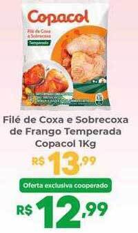 Coocerqui Filé de coxa e sobrecoxa de frango temperada copacol oferta