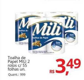 Supermercados Koch Toalha de papel mili 2 rolos c 55 folhas oferta