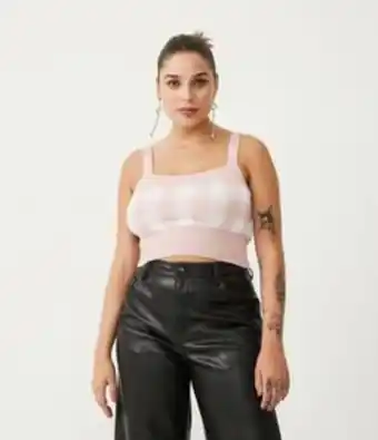 Renner Blusa regata cropped em tricô xadrez oferta
