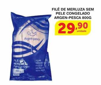 Roldão Filé de merluza sem pele congelado argen-pesca oferta