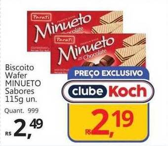Supermercados Koch Biscoito wafer minueto sabores oferta
