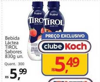 Supermercados Koch Bebida láctea tirol sabores oferta